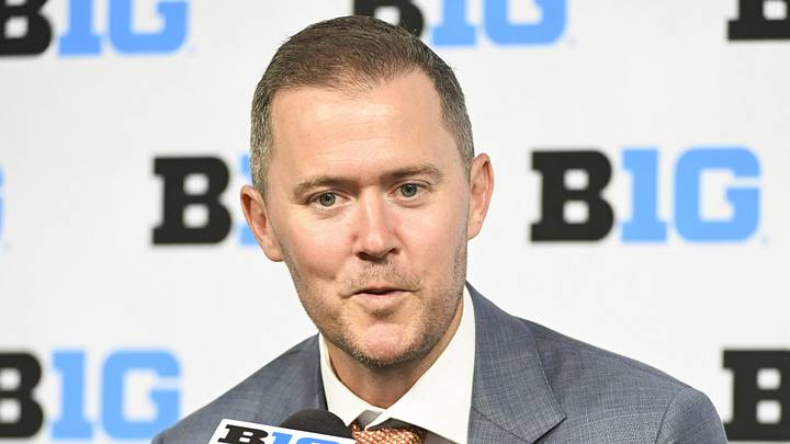 Jul 24, 2024; Indianapolis, IN, USA; USC Trojans head coach Lincoln Riley speaks to the media during the Big 10 football media day at Lucas Oil Stadium. Mandatory Credit: Robert Goddin-Imagn Images Jul 24, 2024; Indianapolis, IN, USA; USC Trojans head coach Lincoln Riley speaks to the media during the Big 10 football media day at Lucas Oil Stadium. Mandatory Credit: Robert Goddin-Imagn Images