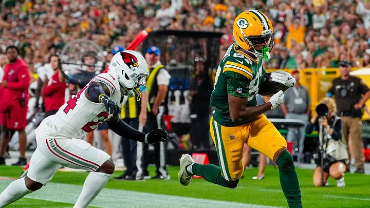 Green Bay Packers wide receiver J. Michael Sturdivant (87) scores a touchdown against the Arizona Cardinals during their preseason football game on Friday, Aug. 28, 2026, at Lambeau Field in Green Bay, Wisconsin.
Tork Mason/Green Bay Press-Gazette Green Bay Packers wide receiver J. Michael Sturdivant (87) scores a touchdown against the Arizona Cardinals during their preseason football game on Friday, Aug. 28, 2026, at Lambeau Field in Green Bay, Wisconsin.
Tork Mason/Green Bay Press-Gazette