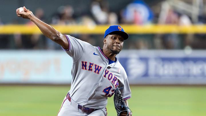 May 10, 2026; Phoenix, Arizona, USA; New York Mets pitcher Huascar Brazoban in the first inning against the Arizona Diamondbacks at Chase Field. Mandatory Credit: Mark J. Rebilas-Imagn Images