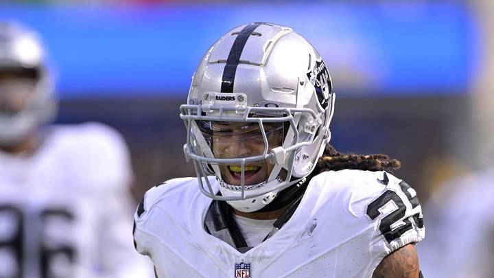 Oct 1, 2023; Inglewood, California, USA; Las Vegas Raiders safety Tre'von Moehrig (25) smiles after