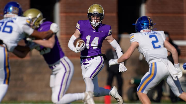 CPA’s Owen Cabell (14) runs the ball against BGA during the first quarter of the Division II-AA championship game at Finley Stadium in Chattanooga, Tenn., Thursday, Dec. 5, 2024.