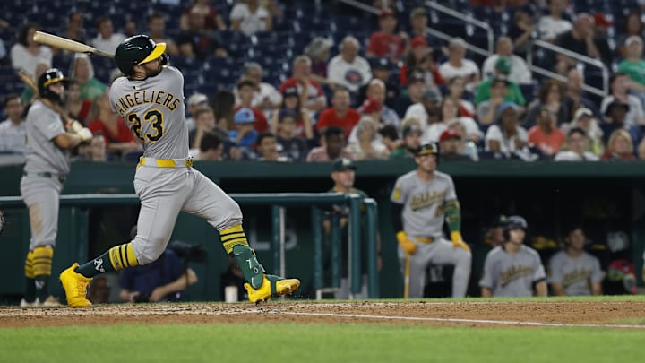 The Athletics are road favorites against the Nationals on Thursday afternoon.