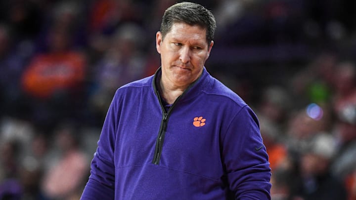 Jan 13, 2024; Clemson, South Carolina, USA; Clemson Tigers head coach Brad Brownell looks on during