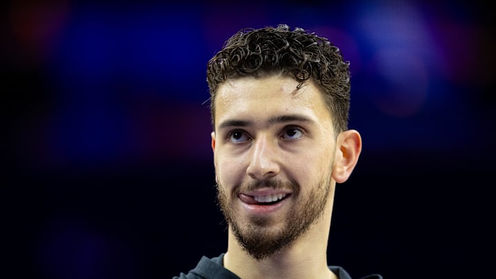 Nov 27, 2024; Philadelphia, Pennsylvania, USA; Houston Rockets center Alperen Sengun before action against the Philadelphia 76ers at Wells Fargo Center. Mandatory Credit: Bill Streicher-Imagn Images Nov 27, 2024; Philadelphia, Pennsylvania, USA; Houston Rockets center Alperen Sengun before action against the Philadelphia 76ers at Wells Fargo Center. Mandatory Credit: Bill Streicher-Imagn Images