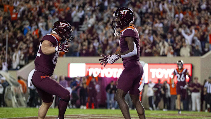 Oct 26, 2023; Blacksburg, Virginia, USA; Virginia Tech Hokies wide receiver Da'Quan Felton (9)