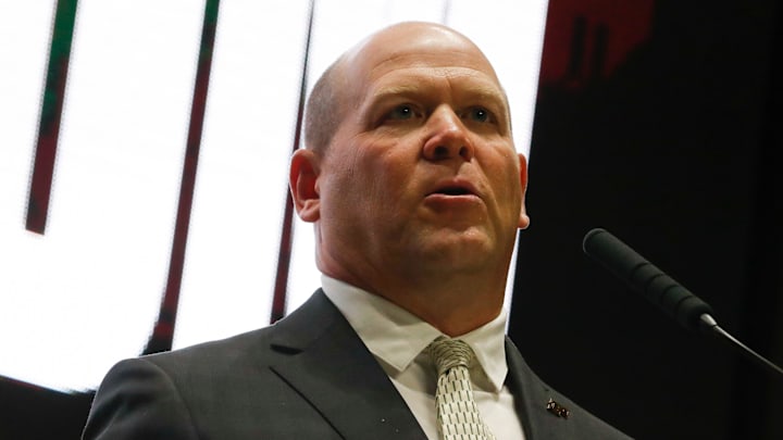 Purdue football head coach Barry Odom speaks 