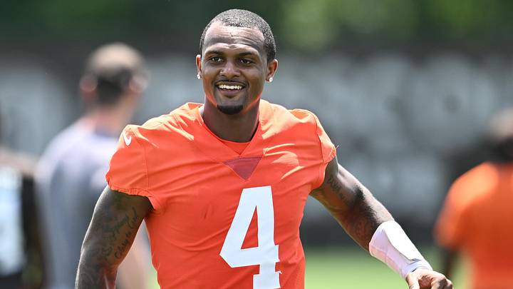 Jun 11, 2026; Berea, OH, USA; Cleveland Browns quarterback Deshaun Watson (4) leaves the field during minicamp at CrossCountry Mortgage Campus. Mandatory Credit: Ken Blaze-Imagn Images Jun 11, 2026; Berea, OH, USA; Cleveland Browns quarterback Deshaun Watson (4) leaves the field during minicamp at CrossCountry Mortgage Campus. Mandatory Credit: Ken Blaze-Imagn Images