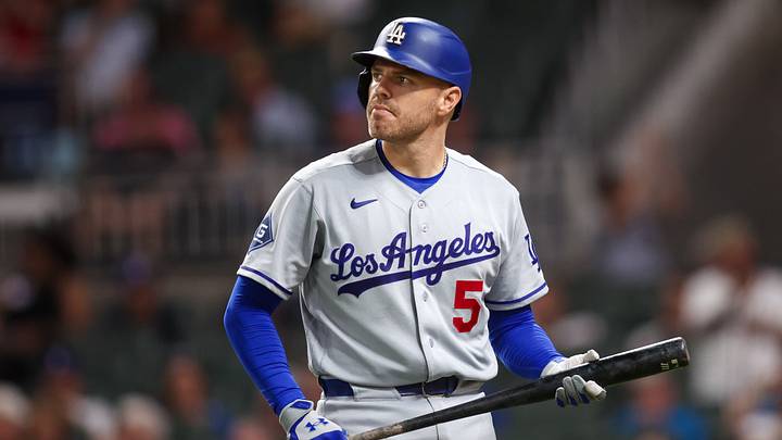 Aug 25, 2026; Atlanta, Georgia, USA; Los Angeles Dodgers first baseman Freddie Freeman (5) reacts after a strikeout against the Atlanta Braves in the ninth inning at Truist Park. Mandatory Credit: Brett Davis-Imagn Images Aug 25, 2026; Atlanta, Georgia, USA; Los Angeles Dodgers first baseman Freddie Freeman (5) reacts after a strikeout against the Atlanta Braves in the ninth inning at Truist Park. Mandatory Credit: Brett Davis-Imagn Images
