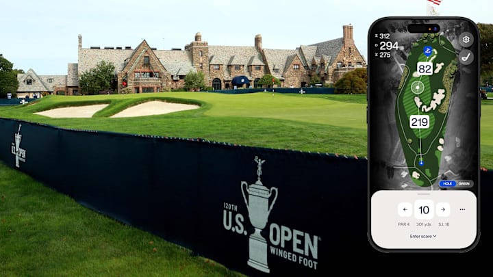 Winged Foot (West) golf course (left) and the new GPS feature on the GHIN app (right).