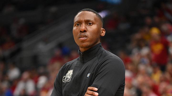 Mar 20, 2026; St. Louis, MO, USA; Tennessee State Tigers head coach Nolan Smith looks on against the Iowa State Cyclones during the second half of a first round game of the men's 2026 NCAA Tournament at Enterprise Center. Mandatory Credit: Jeff Curry-Imagn Images