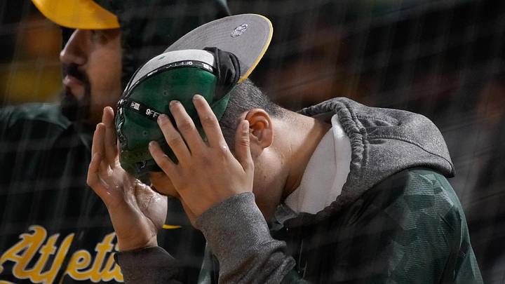 May 22, 2018; Oakland, CA, USA; Oakland Athletics fan react against the Seattle Mariners during the tenth inning at Oakland Coliseum. Mandatory Credit: Stan Szeto-USA TODAY Sports May 22, 2018; Oakland, CA, USA; Oakland Athletics fan react against the Seattle Mariners during the tenth inning at Oakland Coliseum. Mandatory Credit: Stan Szeto-USA TODAY Sports