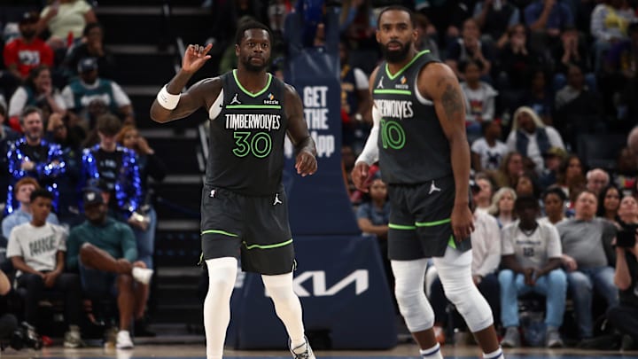 Minnesota Timberwolves forward Julius Randle reacts during the fourth quarter against the Memphis Grizzlies at FedExForum in Memphis, Tenn., on April 10, 2025. Minnesota Timberwolves forward Julius Randle reacts during the fourth quarter against the Memphis Grizzlies at FedExForum in Memphis, Tenn., on April 10, 2025.