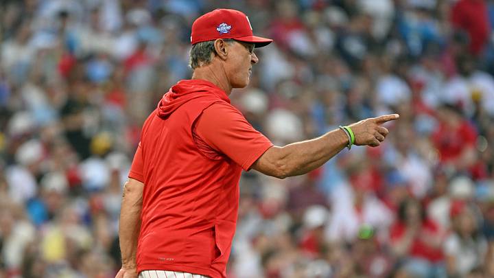 Jun 29, 2026; Philadelphia, Pennsylvania, USA; Philadelphia Phillies interim manager Don Mattingly (8) calls for a relief pitcher against the Pittsburgh Pirates during the fifth inning at Citizens Bank Park. Jun 29, 2026; Philadelphia, Pennsylvania, USA; Philadelphia Phillies interim manager Don Mattingly (8) calls for a relief pitcher against the Pittsburgh Pirates during the fifth inning at Citizens Bank Park.