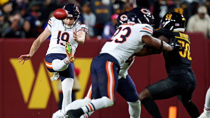 Tory Taylor punts last year against the Washington Commanders in the "Hail Mary" game. Tory Taylor punts last year against the Washington Commanders in the "Hail Mary" game.