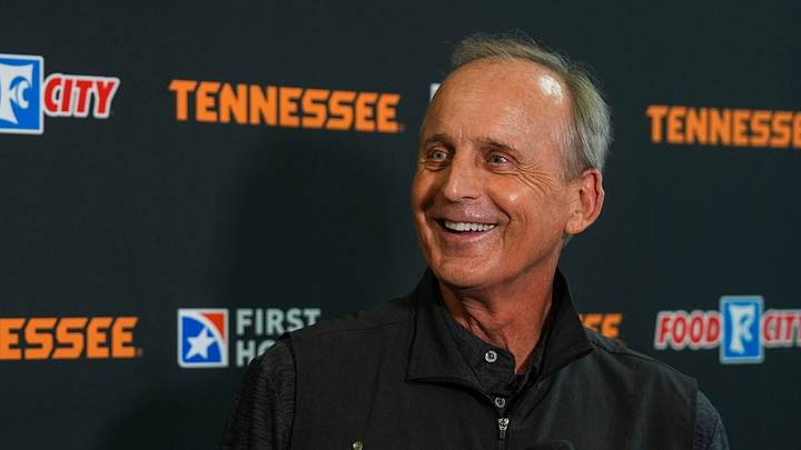 Tennessee coach Rick Barnes smiles during a media availability before a Tennessee basketball practice at Pratt Pavilion on Sept. 22, 2026. Tennessee coach Rick Barnes smiles during a media availability before a Tennessee basketball practice at Pratt Pavilion on Sept. 22, 2026.