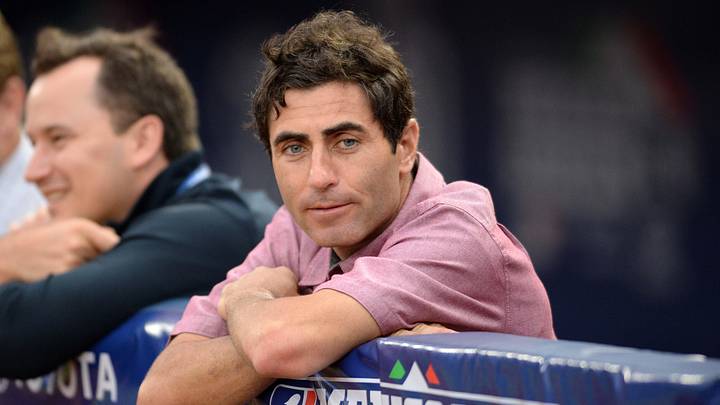 May 4, 2018; Monterrey, Nuevo Leon, Mexico; San Diego Padres general manager AJ Preller watches batting practice before the game against the Los Angeles Dodgers at Estadio de Beisbol Monterrey. Mandatory Credit: Orlando Ramirez-Imagn Images
