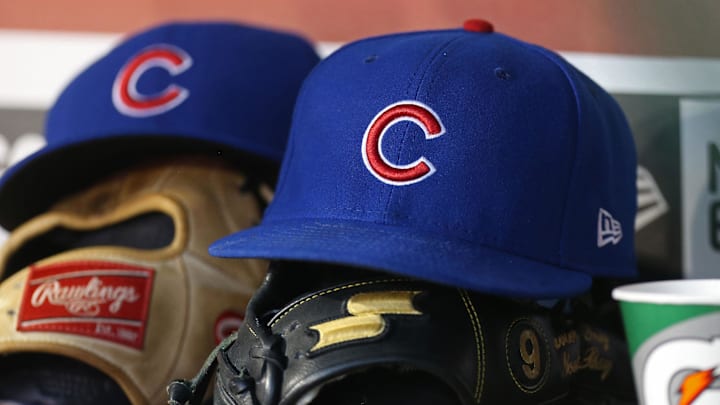 Jun 26, 2017; Washington, DC, USA; The cap and glove of Chicago Cubs second baseman Javier Baez (9) rest in the dugout against the Washington Nationals at Nationals Park. Mandatory Credit: Geoff Burke-Imagn Images Jun 26, 2017; Washington, DC, USA; The cap and glove of Chicago Cubs second baseman Javier Baez (9) rest in the dugout against the Washington Nationals at Nationals Park. Mandatory Credit: Geoff Burke-Imagn Images