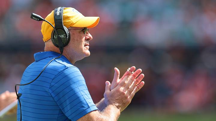 Oct 24, 2026; Miami Gardens, Florida, USA; Pittsburgh Panthers head coach Pat Narduzzi reacts from the sideline against the Miami Hurricanes during the third quarter at Hard Rock Stadium. Mandatory Credit: Sam Navarro-Imagn Images Oct 24, 2026; Miami Gardens, Florida, USA; Pittsburgh Panthers head coach Pat Narduzzi reacts from the sideline against the Miami Hurricanes during the third quarter at Hard Rock Stadium. Mandatory Credit: Sam Navarro-Imagn Images