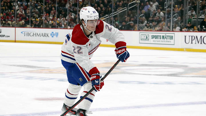 Jan 27, 2024; Pittsburgh, Pennsylvania, USA;  Montreal Canadiens right wing Cole Caufield