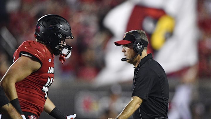 Sep 17, 2021; Louisville, Kentucky, USA;  Louisville Cardinals head coach Scott Satterfield