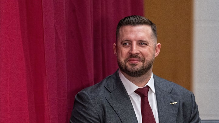 Florida State’s new head basketball coach Luke Loucks introduces himself, shares his beliefs and coaching style during a press conference Monday, March 10, 2025. Florida State’s new head basketball coach Luke Loucks introduces himself, shares his beliefs and coaching style during a press conference Monday, March 10, 2025.
