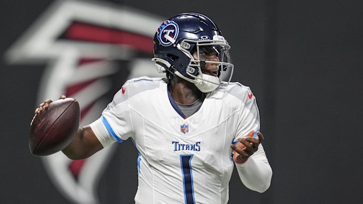 Tennessee Titans quarterback Cameron Ward looks down field against the Atlanta Falcons. Mandatory Credit: Dale Zanine-Imagn Images Tennessee Titans quarterback Cameron Ward looks down field against the Atlanta Falcons. Mandatory Credit: Dale Zanine-Imagn Images
