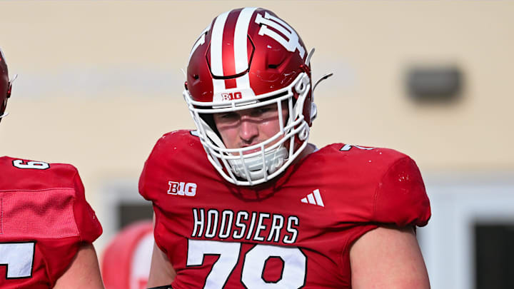 Indiana’s Pat Coogan (78) during spring practice at Memorial Stadium on Thursday, April 3, 2025.
