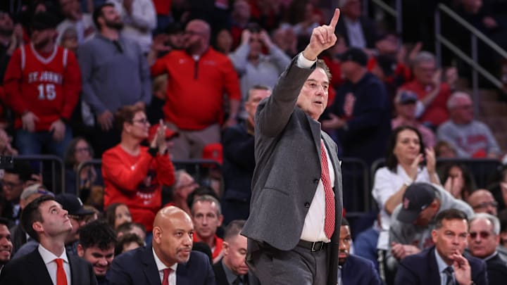Nov 17, 2024; New York, New York, USA;  St. John's Red Storm head coach Rick Pitino at Madison Square Garden. Mandatory Credit: Wendell Cruz-Imagn Images