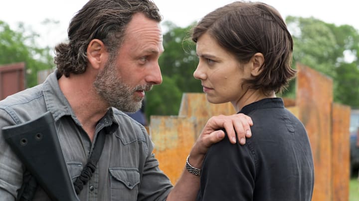 Andrew Lincoln as Rick Grimes, Lauren Cohan as Maggie Greene - The Walking Dead _ Season 8 Episode 1 Andrew Lincoln as Rick Grimes, Lauren Cohan as Maggie Greene - The Walking Dead _ Season 8 Episode 1