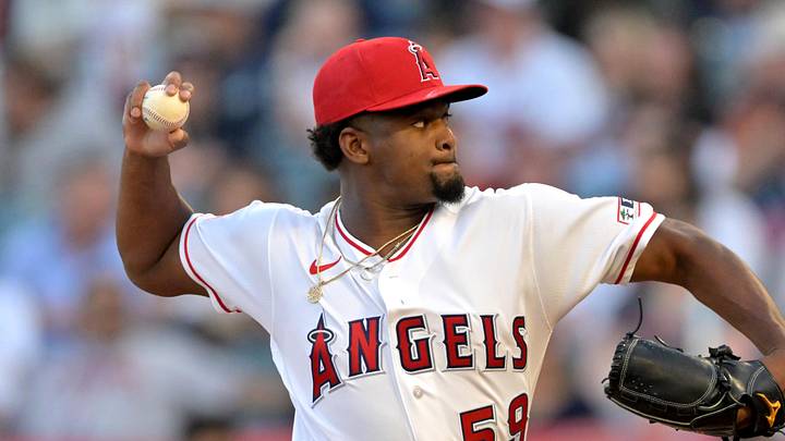 Apr 6, 2026; Anaheim, California, USA; Los Angeles Angels pitcher Jose Soriano (59) delivers to the plate in the first inning against the Atlanta Braves at Angel Stadium. Mandatory Credit: Jayne Kamin-Oncea-Imagn Images Apr 6, 2026; Anaheim, California, USA; Los Angeles Angels pitcher Jose Soriano (59) delivers to the plate in the first inning against the Atlanta Braves at Angel Stadium. Mandatory Credit: Jayne Kamin-Oncea-Imagn Images