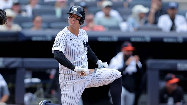 Jul 1, 2026; Bronx, New York, USA; New York Yankees shortstop Anthony Volpe (11) reacts after striking out to end the fourth inning against the Detroit Tigers at Yankee Stadium. Mandatory Credit: Brad Penner-Imagn Images Jul 1, 2026; Bronx, New York, USA; New York Yankees shortstop Anthony Volpe (11) reacts after striking out to end the fourth inning against the Detroit Tigers at Yankee Stadium. Mandatory Credit: Brad Penner-Imagn Images