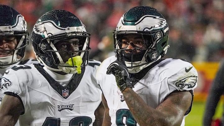 Nov 20, 2023; Kansas City, Missouri, USA;Philadelphia Eagles running back D'Andre Swift (0)