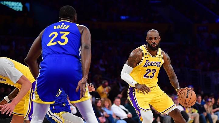 Feb 7, 2026; Los Angeles, California, USA; Los Angeles Lakers forward LeBron James (23) moves the ball against Golden State Warriors forward Draymond Green (23) during the first half at Crypto.com Arena. Mandatory Credit: Gary A. Vasquez-Imagn Images Feb 7, 2026; Los Angeles, California, USA; Los Angeles Lakers forward LeBron James (23) moves the ball against Golden State Warriors forward Draymond Green (23) during the first half at Crypto.com Arena. Mandatory Credit: Gary A. Vasquez-Imagn Images
