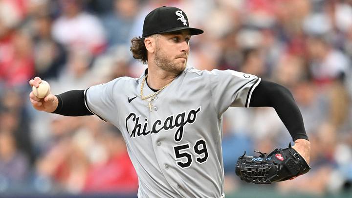 Sep 14, 2026; Cleveland, Ohio, USA; Chicago White Sox pitcher Sean Burke (59) throws a pitch during the second inning against the Cleveland Guardians at Progressive Field. Mandatory Credit: Ken Blaze-Imagn Images Sep 14, 2026; Cleveland, Ohio, USA; Chicago White Sox pitcher Sean Burke (59) throws a pitch during the second inning against the Cleveland Guardians at Progressive Field. Mandatory Credit: Ken Blaze-Imagn Images