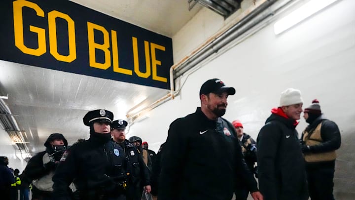 Ohio State Buckeyes head coach Ryan Day walks up the tunnel following the NCAA football game against the Michigan Wolverines at Michigan Stadium in Ann Arbor, Mich. on Nov. 29, 2025. Ohio State won 27-9. Ohio State Buckeyes head coach Ryan Day walks up the tunnel following the NCAA football game against the Michigan Wolverines at Michigan Stadium in Ann Arbor, Mich. on Nov. 29, 2025. Ohio State won 27-9.