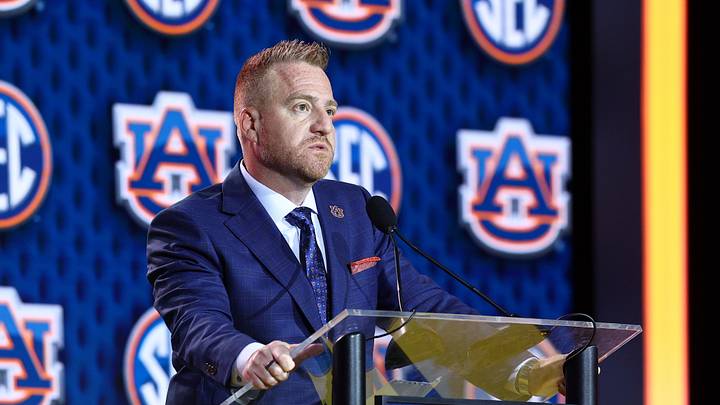 Auburn Tigers head coach Alex Golesh speaks to the press during SEC Football Kickoff Media Day at the Tampa Marriott. Auburn Tigers head coach Alex Golesh speaks to the press during SEC Football Kickoff Media Day at the Tampa Marriott.