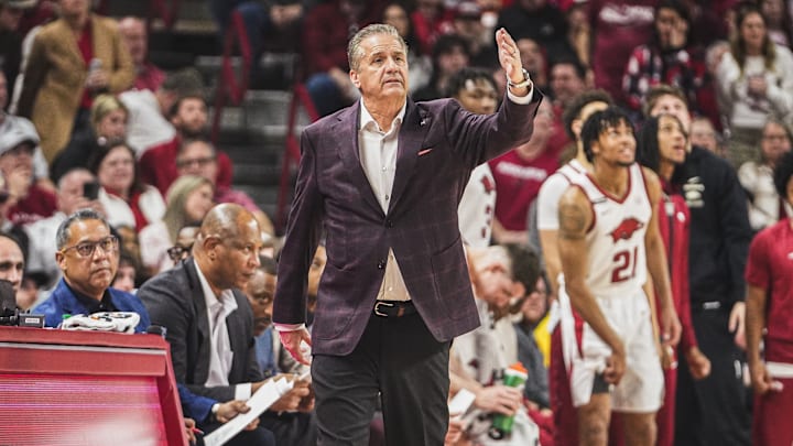 Arkansas Razorbacks coach John Calipari on the sidelines against the Missouri Tigers at Bud Walton Arena in Fayetteville, Ark. Arkansas Razorbacks coach John Calipari on the sidelines against the Missouri Tigers at Bud Walton Arena in Fayetteville, Ark.