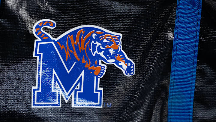 Nov 28, 2020; Annapolis, Maryland, USA; A detailed view of the Memphis Tigers logo on an equipment
