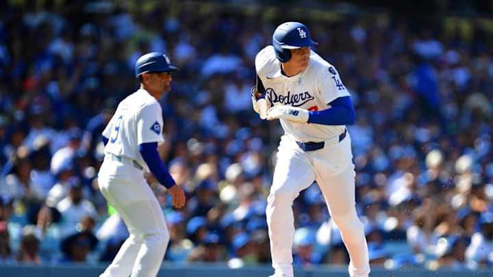 Los Angeles Dodgers designated hitter Shohei Ohtani (17) scores during the first inning against the San Francisco Giants at Dodger Stadium in 2025. Los Angeles Dodgers designated hitter Shohei Ohtani (17) scores during the first inning against the San Francisco Giants at Dodger Stadium in 2025.