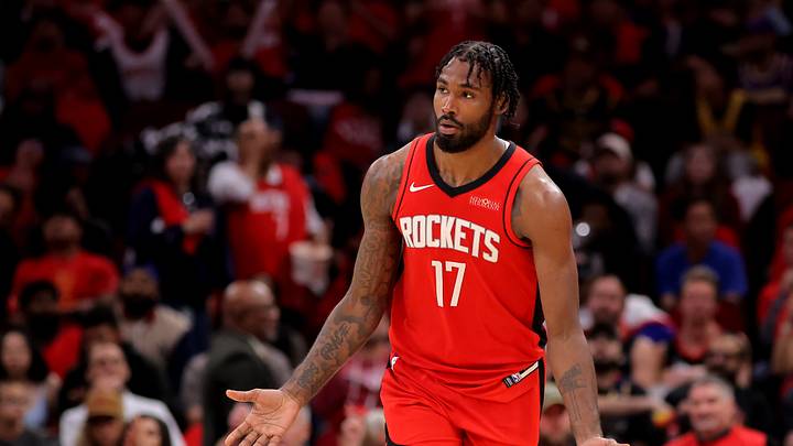 May 1, 2026; Houston, Texas, USA; Houston Rockets forward Tari Eason (17) reacts after a made basket against the Los Angeles Lakers during the third quarter of game six of the first round of the 2026 NBA Playoffs at Toyota Center. Mandatory Credit: Erik Williams-Imagn Images May 1, 2026; Houston, Texas, USA; Houston Rockets forward Tari Eason (17) reacts after a made basket against the Los Angeles Lakers during the third quarter of game six of the first round of the 2026 NBA Playoffs at Toyota Center. Mandatory Credit: Erik Williams-Imagn Images