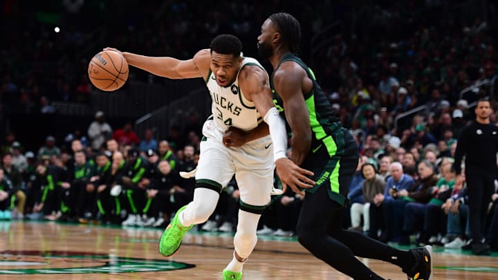 Boston Celtics, Milwaukee Bucks, Jayson Tatum, Jaylen Brown, Derrick White, Sam Hauser, Jrue Holiday, Payton Pritchard, Damian Lillard, Giannis Antetokounmpo