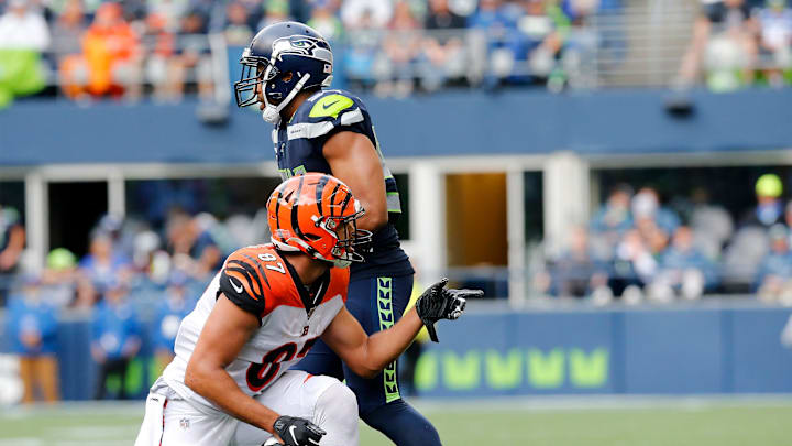 Cincinnati Bengals tight end C.J. Uzomah (87) celebrates making a first down reception in the fourth