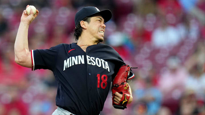 Minnesota Twins starting pitcher Kenta Maeda (18) delivers a pitch in the second inning of a