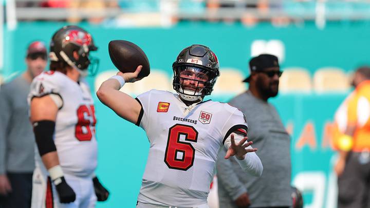 Dec 28, 2025; Miami Gardens, Florida, USA; Tampa Bay Buccaneers quarterback Baker Mayfield (6) warms up before a game against the Miami Dolphins at Hard Rock Stadium. Mandatory Credit: Sam Navarro-Imagn Images Dec 28, 2025; Miami Gardens, Florida, USA; Tampa Bay Buccaneers quarterback Baker Mayfield (6) warms up before a game against the Miami Dolphins at Hard Rock Stadium. Mandatory Credit: Sam Navarro-Imagn Images