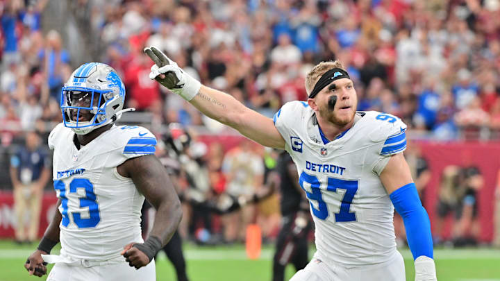 Detroit Lions defensive end Aidan Hutchinson (97) and defensive end Josh Paschal (93). Detroit Lions defensive end Aidan Hutchinson (97) and defensive end Josh Paschal (93).