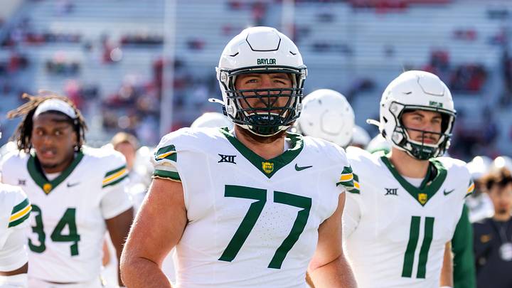 Nov 22, 2025; Tucson, Arizona, USA; Baylor Bears offensive lineman Colton Thomasson (77) Nov 22, 2025; Tucson, Arizona, USA; Baylor Bears offensive lineman Colton Thomasson (77)
