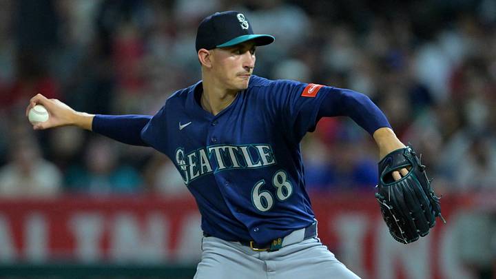 Sep 16, 2026; Anaheim, California, USA; Seattle Mariners starting pitcher George Kirby (68) delivers to the plate during the third inning against the Los Angeles Angels at Angel Stadium. Mandatory Credit: Jayne Kamin-Oncea-Imagn Images Sep 16, 2026; Anaheim, California, USA; Seattle Mariners starting pitcher George Kirby (68) delivers to the plate during the third inning against the Los Angeles Angels at Angel Stadium. Mandatory Credit: Jayne Kamin-Oncea-Imagn Images