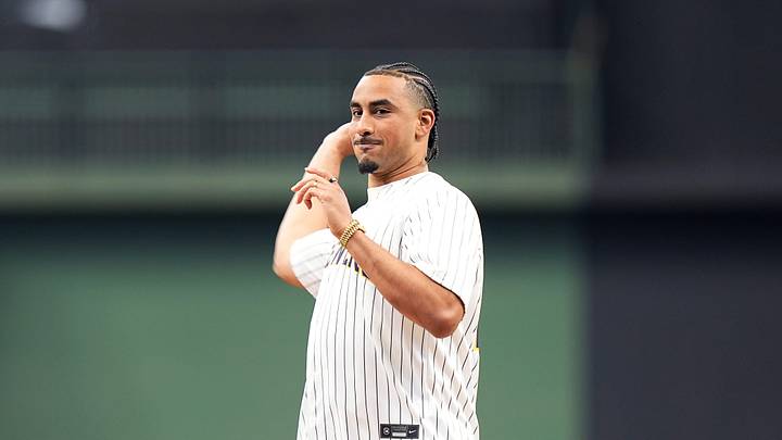 Packer quarterback Jordan Love throws the ceremonial first pitch at the Milwaukee Brewers Opening Day game against the Chicago White Sox on Thursday March 26, 2026 at American Family Field in Milwaukee, Wisconsin.