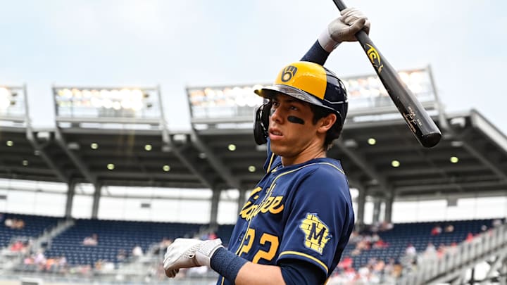 Jun 11, 2022; Washington, District of Columbia, USA;  Milwaukee Brewers left fielder Christian