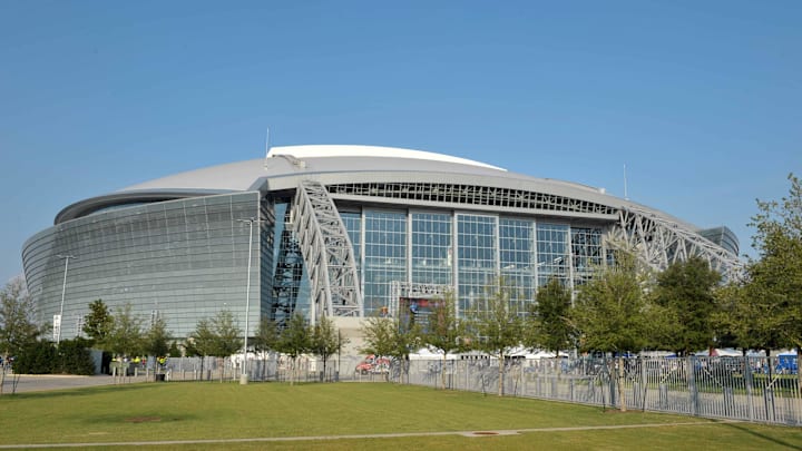 Aug 12, 2010; Arlington, TX, USA; General view of the exterior of Cowboys Stadium before the NFL